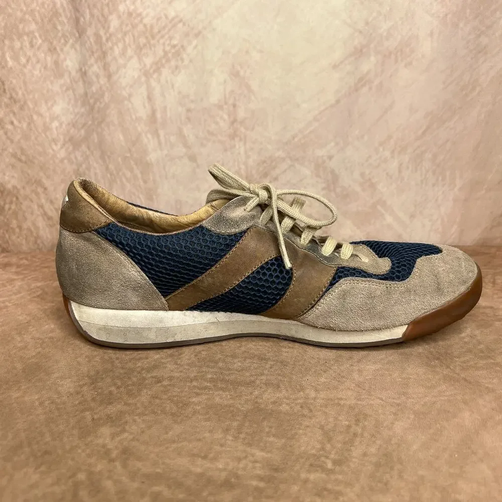 Vintage Y2K Camper Lace Up Lug Sole Suede Sneakers Shoes Tan Blue Retro Sporty